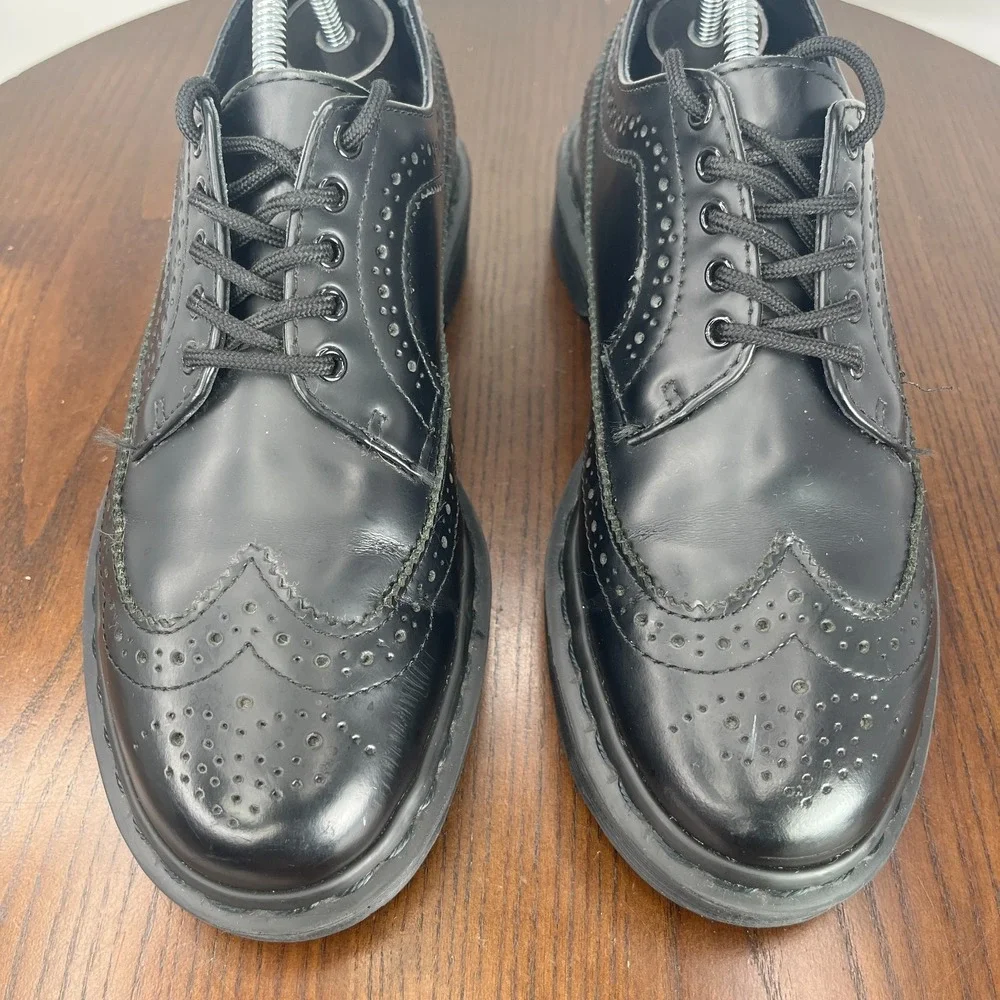 Dr Martens Oxford 3989 Shoes Men 6 Black Leather Smooth Wingtip Brogue Derby‎ W7